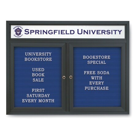 United Visual Products Indoor Enclosed Combo Board, 42"x32", Brnz Frame/Blk Porc & Ultramarine UVCB4232BZ-BLKPORC-ULTMAR